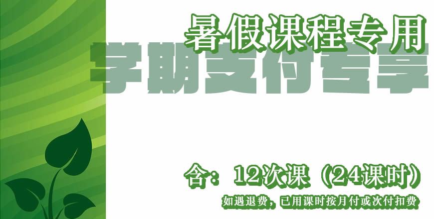 【付费专用】暑假课程 12次课（24课时）学期付费